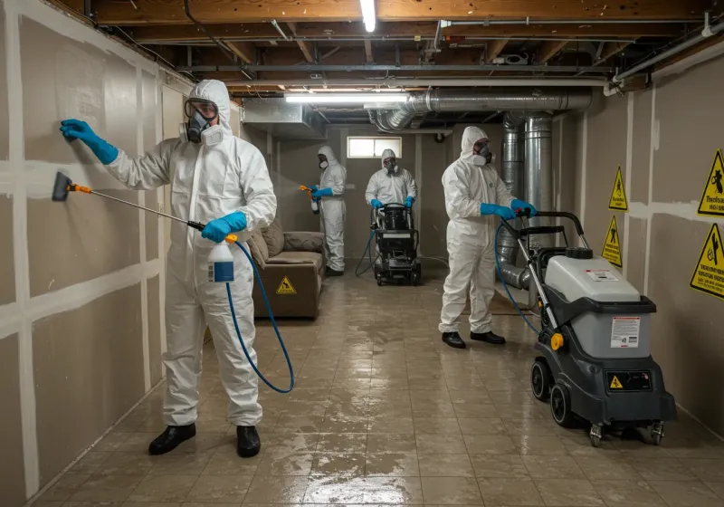 Basement Moisture Removal and Structural Drying process in Bainbridge Island, WA